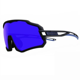 Gieadun Sports Sunglasses Cycling Glasses Polarized Cycling, Baseball,Fishing, Ski Running,Golf (7Black Blue)