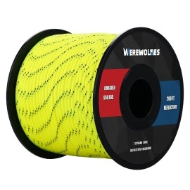 Werewolves Reflective 550 Paracord - 100% Nylon, Rope Roller, 7 Strand Utility Parachute Cord For Camping Tent, Outdoor Packaging (Reflective Neon Yellow, 100Feet)