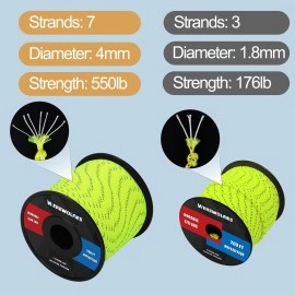 Werewolves Reflective 550 Paracord - 100% Nylon, Rope Roller, 7 Strand Utility Parachute Cord For Camping Tent, Outdoor Packaging (Reflective Neon Yellow, 100Feet)