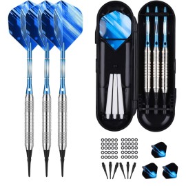 Sanfeng Soft Tip Darts Set - 18G Darts Plastic Tip With 50 Anti-Loose O-Rings + 6 Shafts(Aluminum & White Plastic Rods + Extra 50 Replacement Soft Tips Accessories For Electronic Dart Board