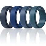 Thunderfit Silicone Wedding Rings For Men, Step Edge - 8Mm Width - 2Mm Thick (Midnight Blue, Dark Blue, Navy Blue, Blue - Size 145-15 (2382Mm))