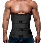 Hidyliu Mens Workout Waist Trainer Neoprene Corset Sauna Sweat Trimmer Cincher Slimming Belly With Belts (Black Waist Trainer Belt, S)