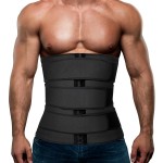 Hidyliu Mens Workout Waist Trainer Neoprene Corset Sauna Sweat Trimmer Cincher Slimming Belly With Belts (Black Waist Trainer Belt, 2Xl)
