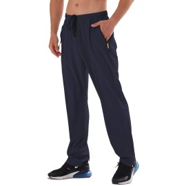 Airike Sweat Pants For Men Casual Athletic Polyester Quick Dry Lightweight Water Resiatant Running Sports Gym Pants With Pockets Darkblue