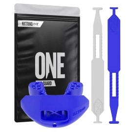 Nxtrnd One Football Mouth Guard, Breathable Mouthpiece, 2 Straps Included, Fits Adult & Youth (Royal Blue)