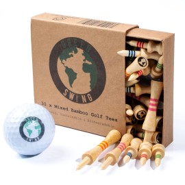 Green Swing Bamboo Castle Golf Tees Strong Sustainable Biodegradable (Mixed Box (5 Sizes))