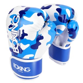 Kids Boxing Gloves, Boxing Gloves For Children 3-9 Youth Boys Girls Toddler Pu Cartoon Sparring Training Boxing Gloves For Punching Bag, Kickboxing, Muay Thai, Mma (Blue)