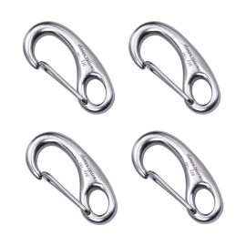 Shonan 1.93 Inch Carabiner Clips, 4 Pack Flag Pole Clips, Stainless Steel 316 Marine Clips For Ropes, Clip Hooks For Keychain, Dog Leashes, And Hiking