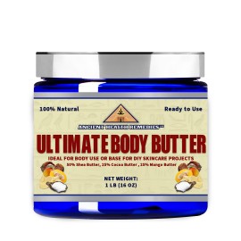 Ancient Health Remedies Organic Shea, Cocoa, Mango Butter Ultimate Body Butter Raw, Unrefined Skincare Ingredient For Homemade Diy Lotion Making, Baby Care And Hand Creams (Usa) (1 Lb)
