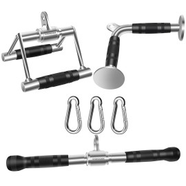 Dynasquare Tricep Press Down Cable Machine Attachment, Lat Pulldown Attachments, Home Gym Accessories, Double D Handle, V-Shaped Bar, Tricep Rope, Pull Down Straight Bar
