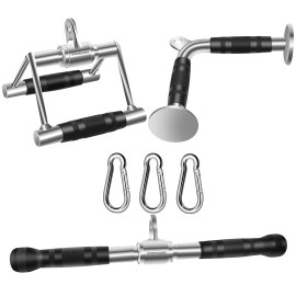 Dynasquare Tricep Press Down Cable Machine Attachment, Lat Pulldown Attachments, Home Gym Accessories, Double D Handle, V-Shaped Bar, Tricep Rope, Pull Down Straight Bar