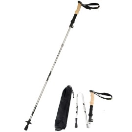 A Alafen Aluminum Collapsible Ultralight Travel Trekking Hiking Pole For Men And Women Silver