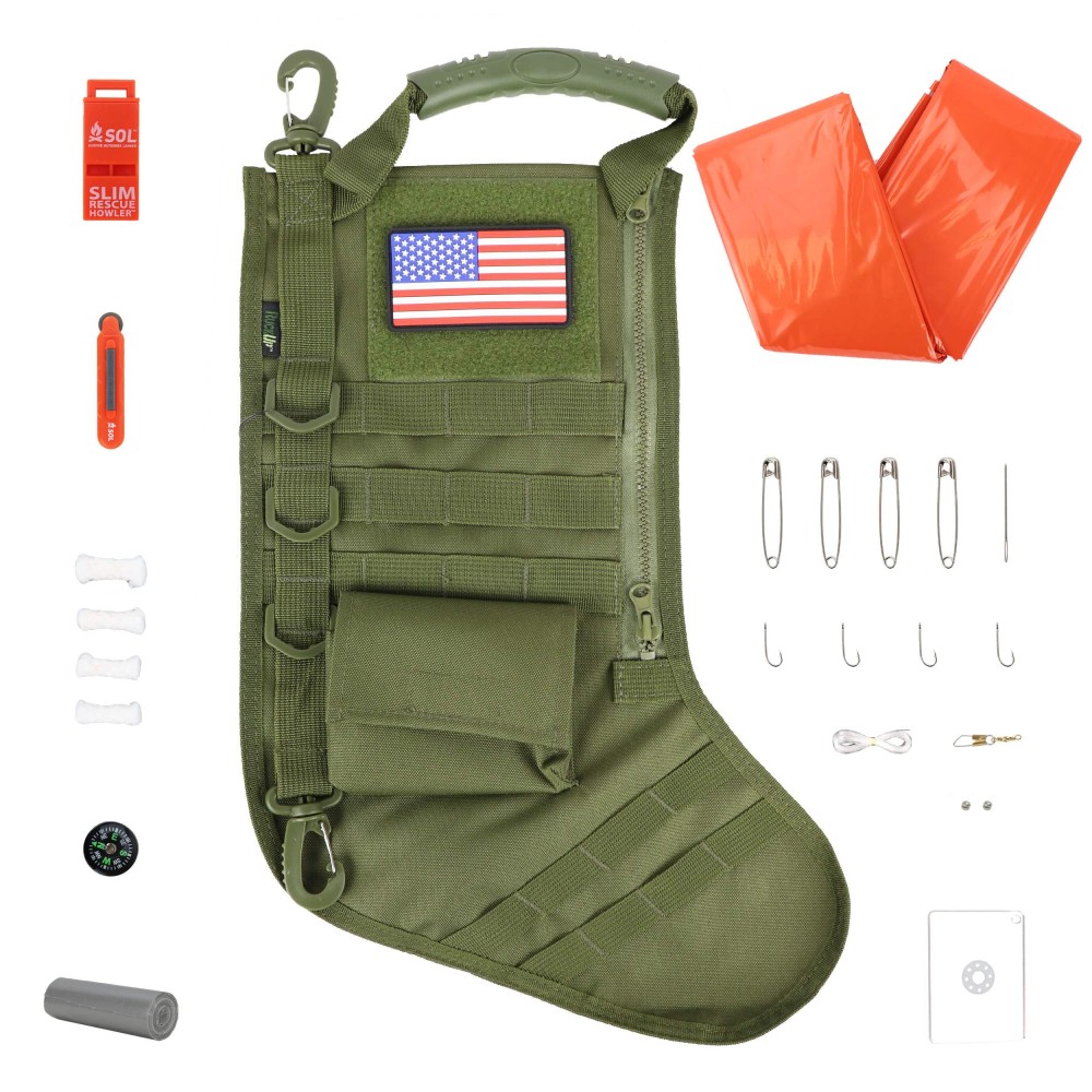 Osage River Tactical Christmas Stocking Survival Kit Filled With Stocking Stuffers For Outdoor Survival Od Green