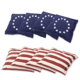 Gse Set Of 8 Premium Weather Resistant Cornhole Bean Bags. Regulation Size And Weight Bean Bags For Cornhole Toss Games (Several Styles Available) (Betsy Ross Flag)
