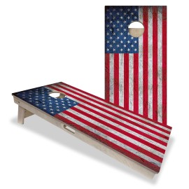 Usa Flag Cornhole Board Set - Professional Cornhole Boards - No Bounce Made Of 34 Inch Baltic Birch Plywood, Includes Handles, Made In Usa, Professional Tournament Style, Ace Pro Player Approved