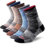 Feideer Men'S Hiking Walking Socks, 5 Pack Outdoor Recreation Wicking Cushioned Quarter?Rew Socks For Men (5Ms20205-Xl)