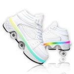 Double-Row Deform Wheel Automatic Walking Shoes Invisible Deformation Roller Skate 2 In 1 Removable Pulley Skates Skating Parkour (With Light, Us 65)