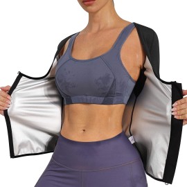 Nebility Women Sauna Sweat Suit Weight Loss Waist Trainer Shirt Workout Top Hot Sweat Jacket Zipper Long Sleeve Shaper (3X-Large, Black)
