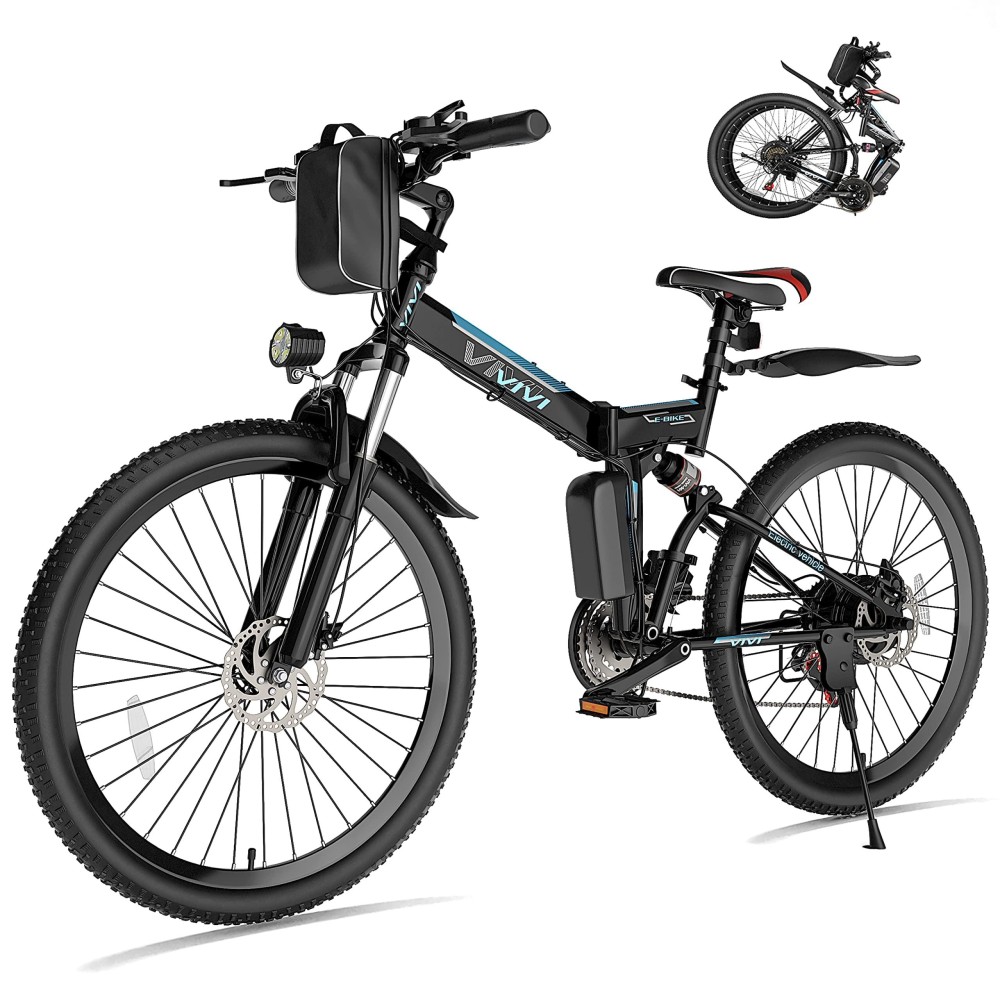 Vivi Electric Bike Foldable 500W Electric Mountain Bike 26'' Ebike 20Mph Electric Bikes For Adults With 48V Removable Battery, Up To 50 Miles, 21 Speed