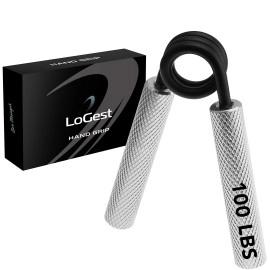 Logest Metal Hand Grip Strengthener 100Lb-350Lb No Slip Heavy-Duty Grip Strengthener With Gift Box, Great Wrist & Forearm Hand Exerciser, Home Gym, Hand Gripper Grip Strength Trainer (Silver - 100Lb)