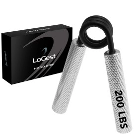 Logest Metal Hand Grip Strengthener 100Lb-350Lb No Slip Heavy-Duty Grip Strengthener With Gift Box, Great Wrist & Forearm Hand Exerciser, Home Gym, Hand Gripper Grip Strength Trainer (Silver - 200Lb)
