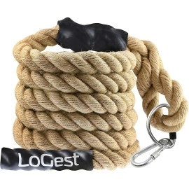 Logest Climbing Rope - Indoor And Outdoor Workout Rope 1.5 Diameter - 10 15 20 25 30 50 Feet 6 Lengths Available Perfect For Homes Gym Obstacle Courses Rope For (With Hook, 30Ft)
