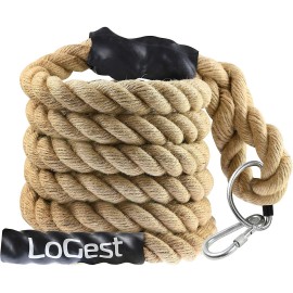 Logest Climbing Rope - Indoor And Outdoor Workout Rope 1.5 Diameter - 10 15 20 25 30 50 Feet 6 Lengths Available Perfect For Homes Gym Obstacle Courses Rope For (With Hook, 10Ft)