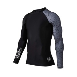 Adoreism Mens Long Sleeve Rash Guard Surf Swim Shirt Splice Upf 50 Compression For Mma Bjj Jiu Jitsu Fishing Hiking(Chapped,2Xl)