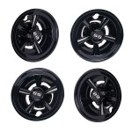 Nokins Golf Cart Ss Wheel Covers Hub Caps For Most Golf Carts 8 Inch(Set Of 4) Chrome Finish, Classic Ss 5-Spoke Style (Black)