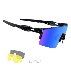 Oulaiqi Cycling Sunglasses Polarized Sunglasses For Cycling Men Women With 3 Interchangeable Lens Baseball Glasses