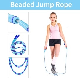 Jump Rope, Adjustable Length Tangle-Free Segmented Soft Beaded Skipping Rope, Fitness Jump Rope for Kids, Man, and Women Weight Loss 9.2 Feet(3-Pack)