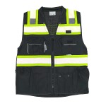 Rexzus Vero1992 (C) Vest Mens Class 2 Black Series Safety Vest With Zipper And Utility Pockets Premium Black Series Surveyors Vest (Xx-Large, Black)