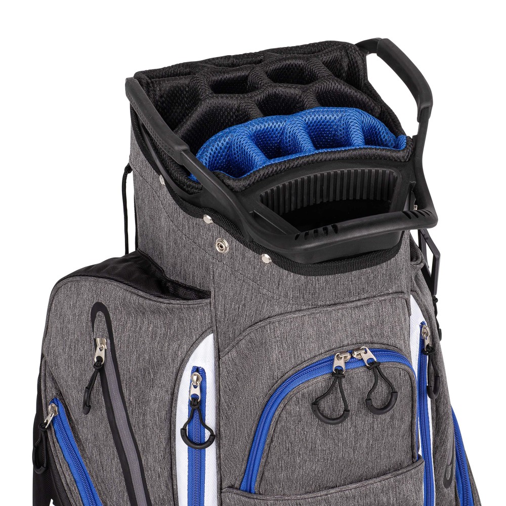 Founders Club Franklin Golf Push Cart Bag -Riding -Full Rain Cover -Secure Base -Light Weight -15 Way Full Length Divider-External Putter Tube-Embroidery Panel (Blue)