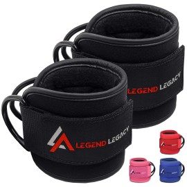 Legend Legacy Ankle Straps For Cable Machines Adjustable Ankle Cuffs Rust-Resistant Neoprene Padded Leg Extensions Booty Hip Abductors For Kickbacks Curls Glute Workouts Home & Gym Attachment (Black)