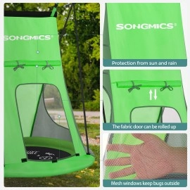 SONGMICS Saucer Tree Swing Tent 40 Inch 700 lb Load Textilene Fabric Includes Hanging Kit Detachable for Kids Outdoor Indoor Heavy Duty Safe Durable Easy Install Green UGSW002G01