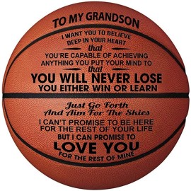 Kaayee Engraved Basketball For Grandson, Grandson Gift From Grandparents, Custom Birthday Graduation Back To School Gift For Grandson Grandson, Just Go Forth And Aim For The Skies-29.5