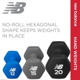 New Balance Dumbbells Hand Weights (Single) - Neoprene Exercise & Fitness Dumbbell for Home Gym Equipment Workouts Strength Training Free Weights for Women, Men (15 Pound), 15lb