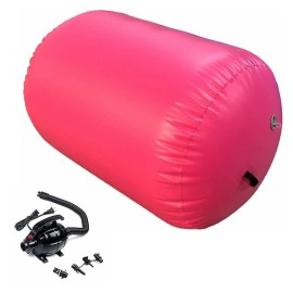 Inflatable Gymnastics Air Track Mat 10Ft 13Ft 16Ft 20Ft 4/8 Inch Thickness Tumbling Mat Tumble Track Air Barrel Gymnastics Roller With Electric Air Pump(40X31.5,Pink)