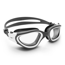 AqtivAqua Swimming Goggles Swim Goggles for Adults Men Women Kids Youth Girls Boys Children DX (Clear-Lenses White/Black-Frame)