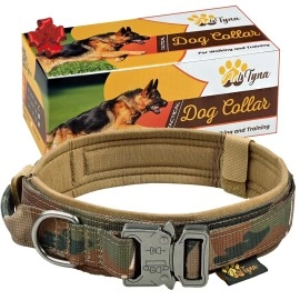Adityna Heavy-Duty Tactical Dog Collar With Handle - Camo Dog Collar For Large Dogs - Wide, Thick, Adjustable, Soft Padded - Perfect Dog Collar For Training, Walking, Or Hunting