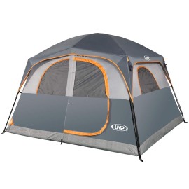 Unp Tents 6 Person Waterproof Windproof Easy Setup,Double Layer Family Camping Tent With 1 Mesh Door 5 Large Mesh Windows -10X9X78In(H) Gray