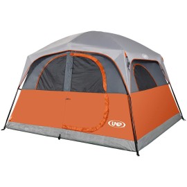 Unp Tents 6 Person Waterproof Windproof Easy Setup,Double Layer Family Camping Tent With 1 Mesh Door 5 Large Mesh Windows -10X9X78In(H) Orange