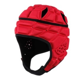 Surlim Rugby Helmet Headguard Headgear For Soccer Scrum Cap Soft Protective Helmet For Kids Youth (Red, Large)