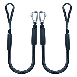 Bungee Dock Line Boat Ropes For Docking Line Mooring Rope With Stainless Steel Clip Accessories For Boats Pwc, Built In Snubber, Kayak, Watercraft,Seadoo,Jet Ski, Pontoon, Canoe, Power Boat 2-Pack