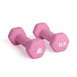 Lionscool Neoprene Coated Dumbbell Weights (Hot Pink 2Lb Pair)