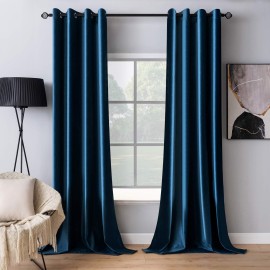Miulee Blue Velvet Curtains 72 Inches Length Blackout Curtains Thermal Insulated Soundproof Room Darkening Grommet Curtainsdrapes For Living Room Bedroom 52 X 72 Inch 2 Pcs Peacock Blue