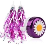 U-Lian Kids Purple Streamers And Bike Bell For Girls-1 Pack Flower Bicycle Bell With 2 Pack Handlebar Streamers Scooter Tassels For Children'S Bike Accessories