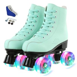 Jessie Womens Roller Skates Indoor And Outdoor Four-Wheels Roller Skates For Beginner Unisex Roller Skates With Shoes Bag (Flash Wheel,39)