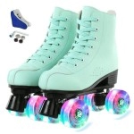 Jessie Womens Roller Skates Indoor And Outdoor Four-Wheels Roller Skates For Beginner Unisex Roller Skates With Shoes Bag (Flash Wheel,38)