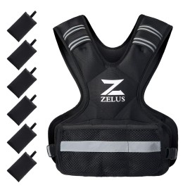 Zelus Weighted Vest For Men And Women 4-10Lb/11-20Lb/20-32Lb Vest With 6 Ironsand Weights For Home Workouts Adjustable Body Weight Vest Exercise Set For Cardio And Strength Training (11-20 Lb.)